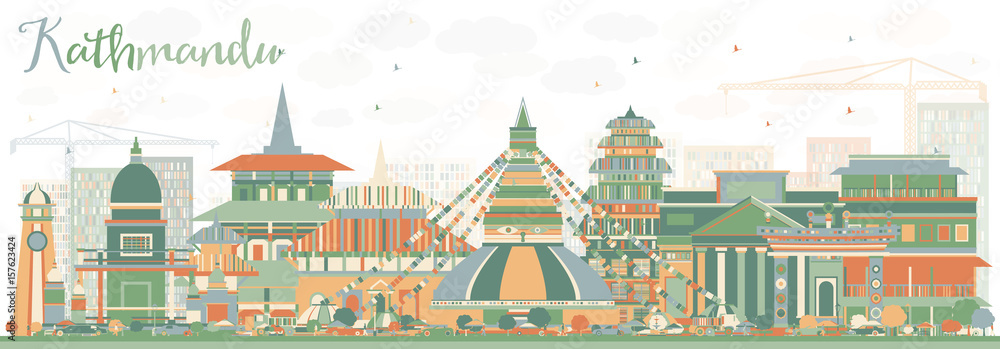 Kathmandu Skyline with Color Buildings. Kathmandu Skyline with Color Buildings.