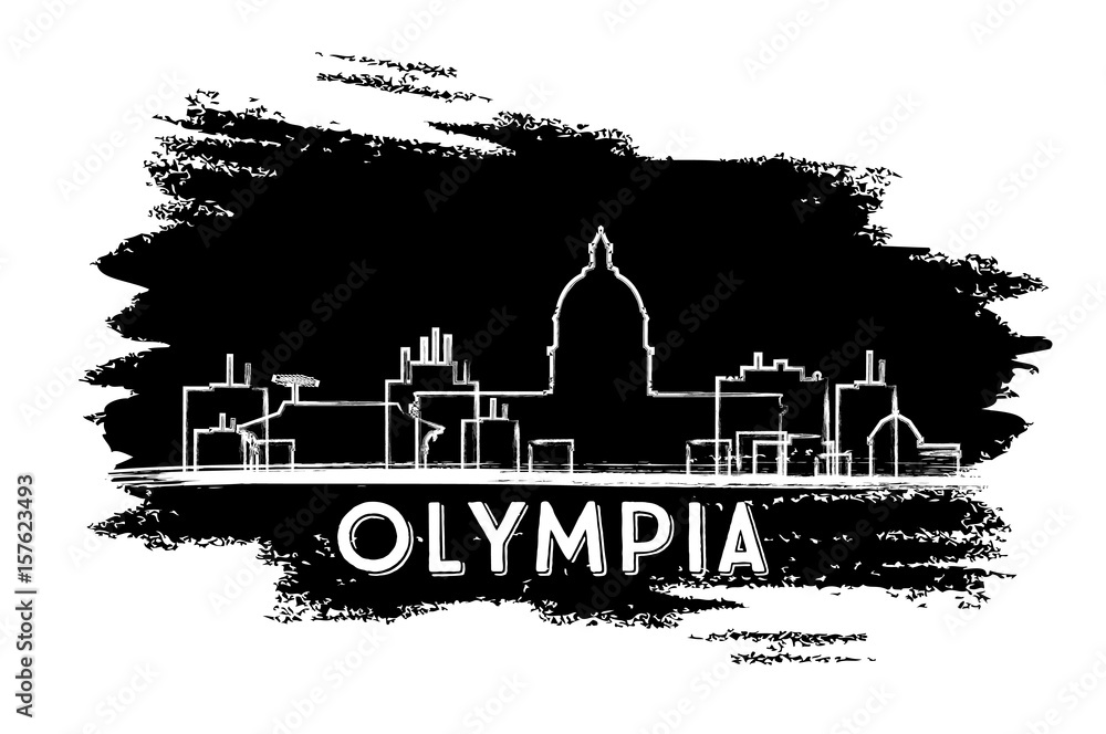 Olympia Skyline Silhouette. Hand Drawn Sketch.