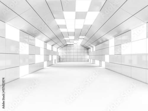 Simple empty room interior with lamps. 3D rendering