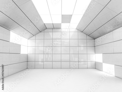 Simple empty room interior with lamps. 3D rendering