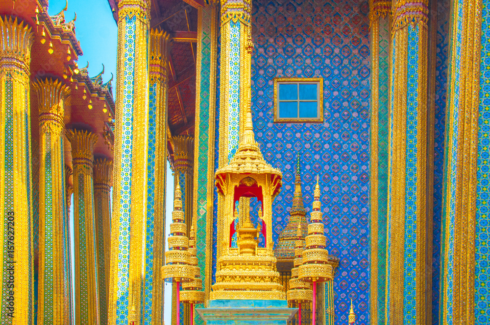 The Golden Crown and Throne at Wat Phra Kaew, Grand Palace, Bangkok, Thailand.
