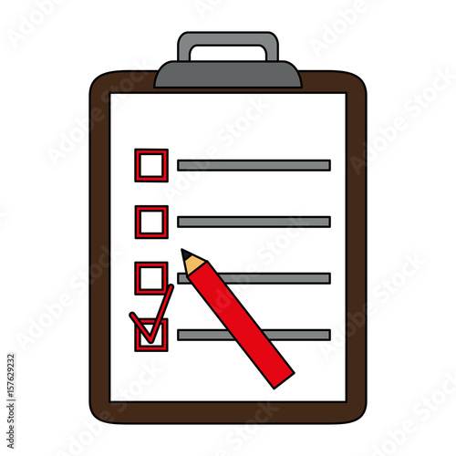color silhouette cartoon clipboard with checklist vector illustration