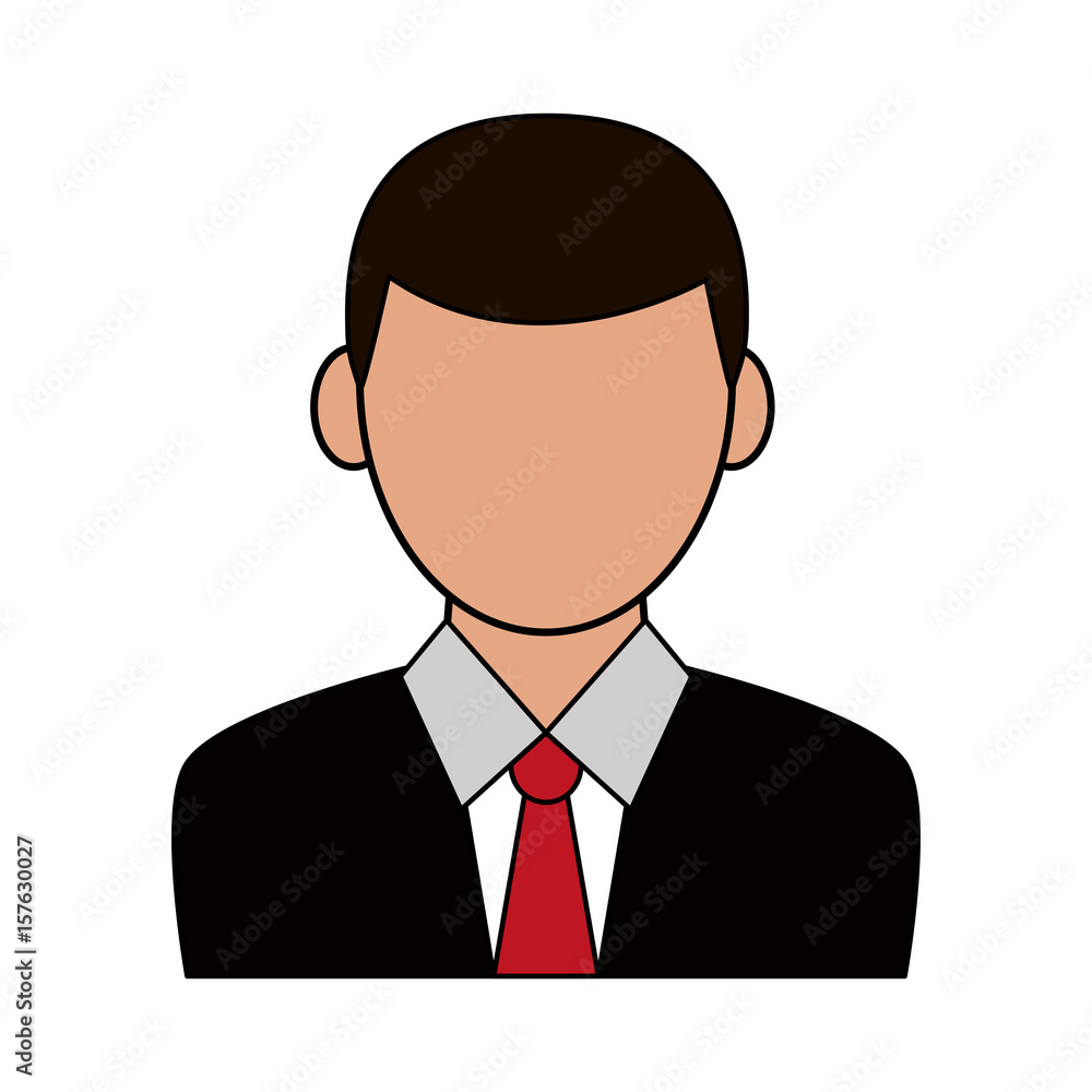 color silhouette cartoon half body faceless man with necktie vector illustration