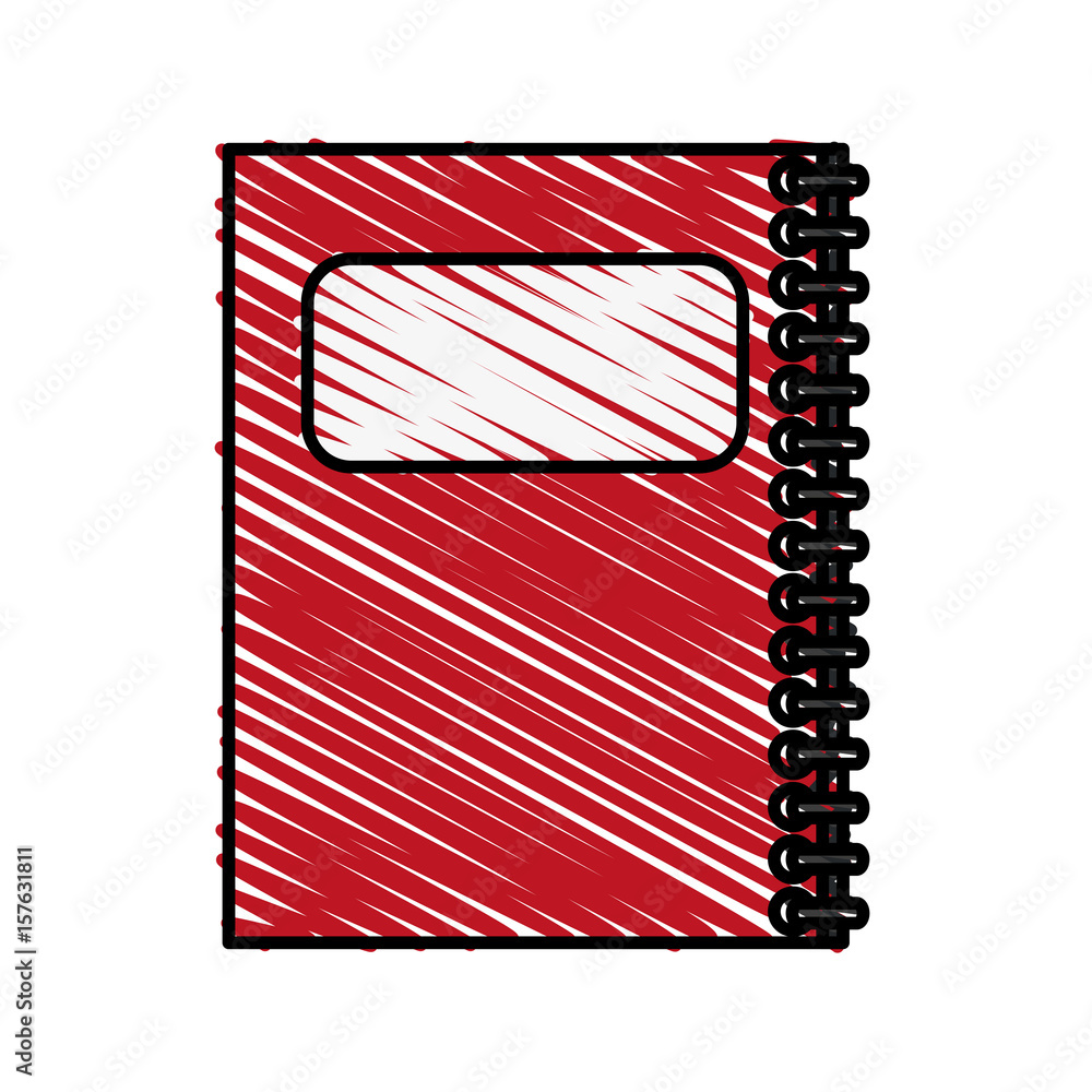 color crayon stripe cartoon red notebook spiral closed with label in ...