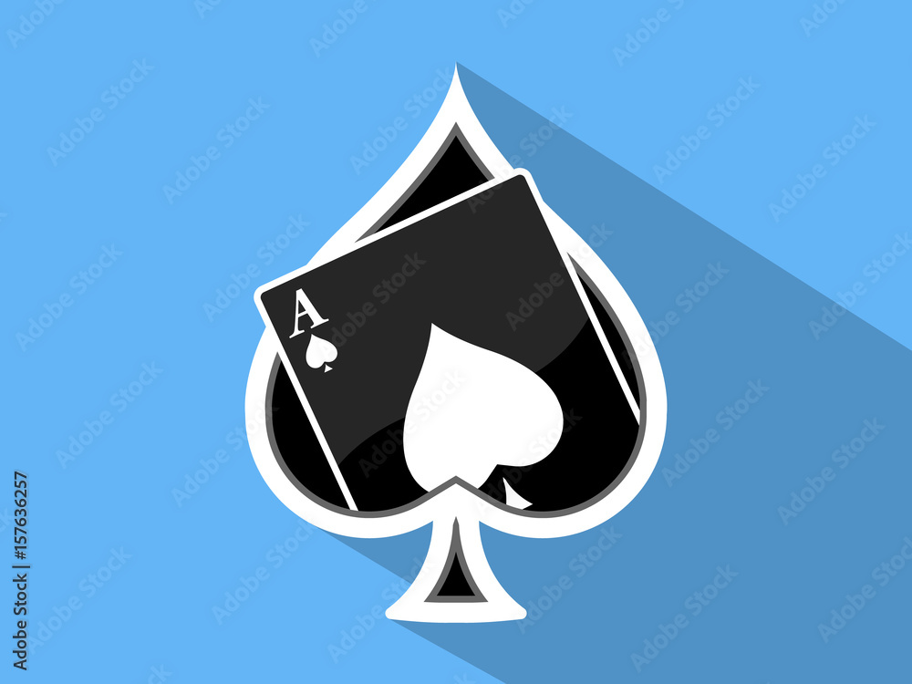 Ace Of Spades Icon Flat Blue Background Vector Stock Vector | Adobe Stock