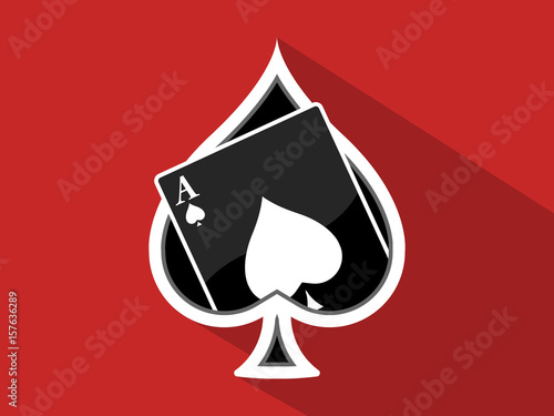 Ace Of Spades Icon Flat Red Background Vector
