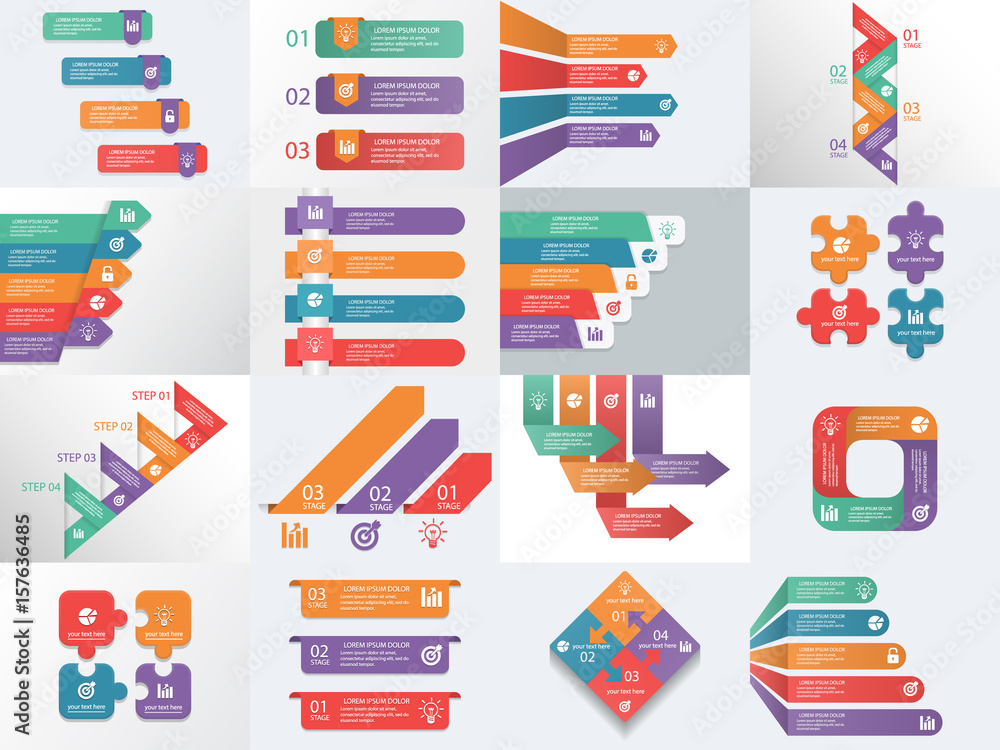 Info graphic Elements process infographics, workflow diagrams, timeline infographics, steps and options, pyramid chart, table, text box, flowchart design elements - obrazy, fototapety, plakaty 