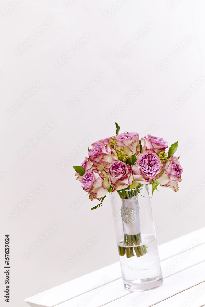 bouquet of pink roses in a vase