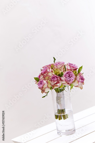 bouquet of pink roses in a vase