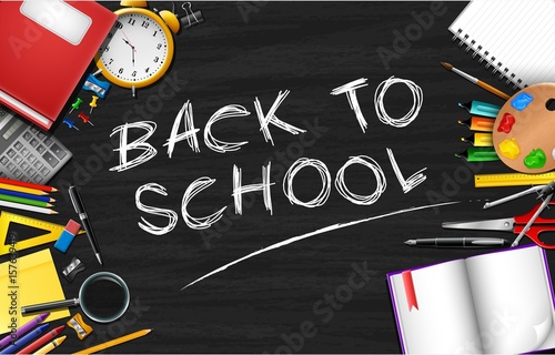 Back to school background with stationery and school supplies