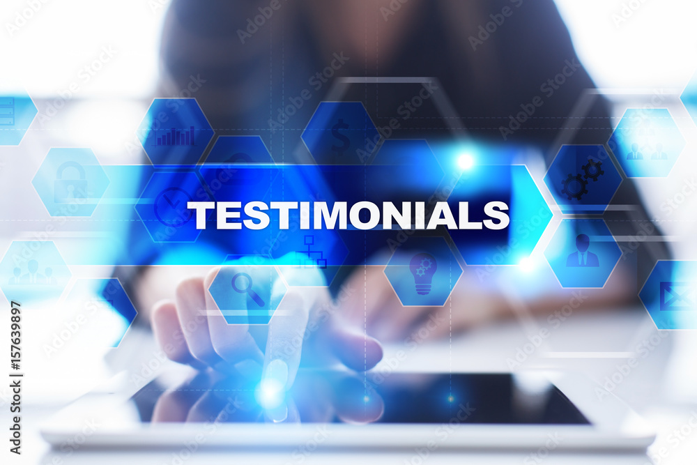 Woman using tablet pc, pressing on virtual screen and selecting testimonials. Woman using tablet pc, pressing on virtual screen and selecting testimonials.