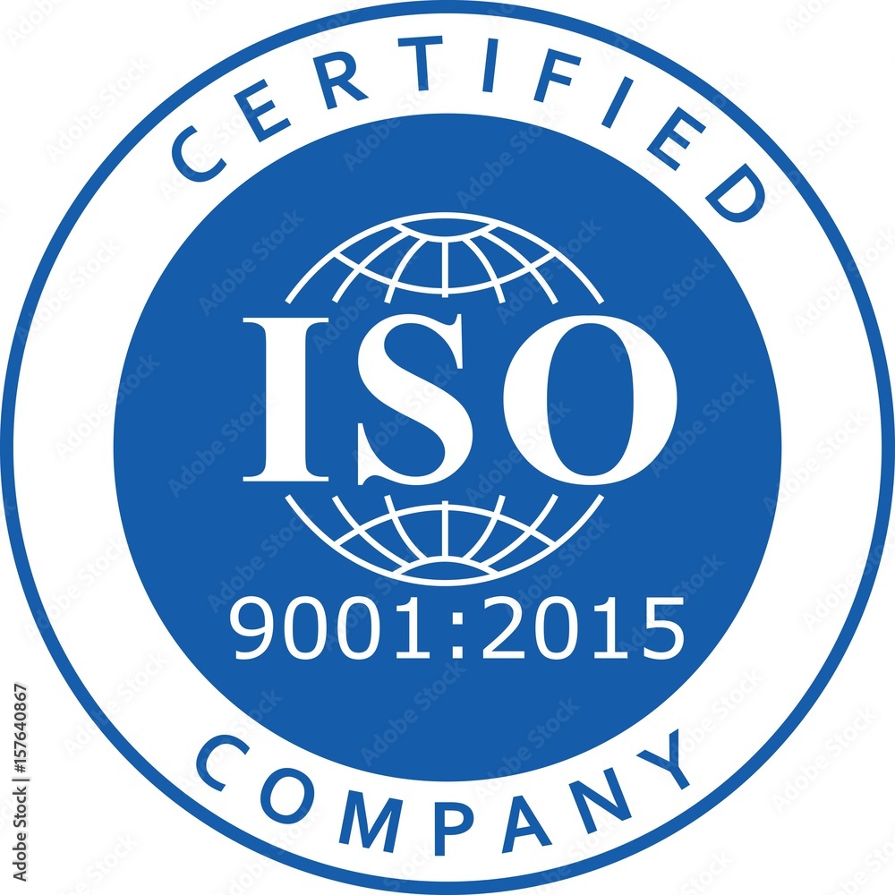 ISO 9001-2015 label certification new version Stock-Vektorgrafik