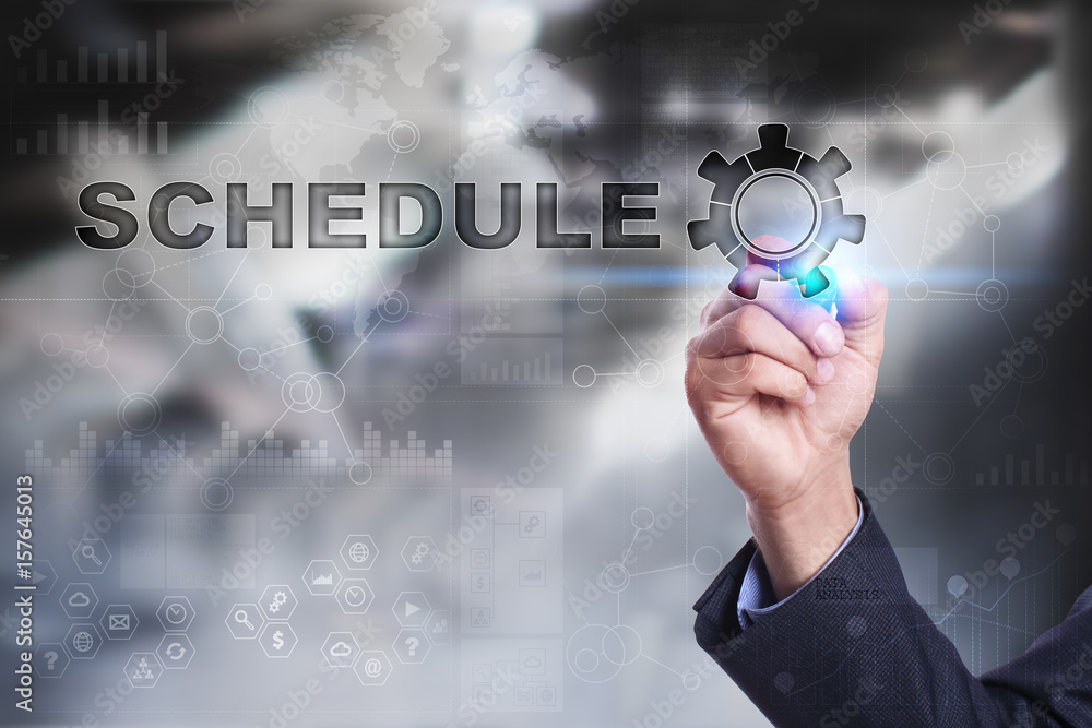 Businessman is drawing on virtual screen. schedule concept. Businessman is drawing on virtual screen. schedule concept.