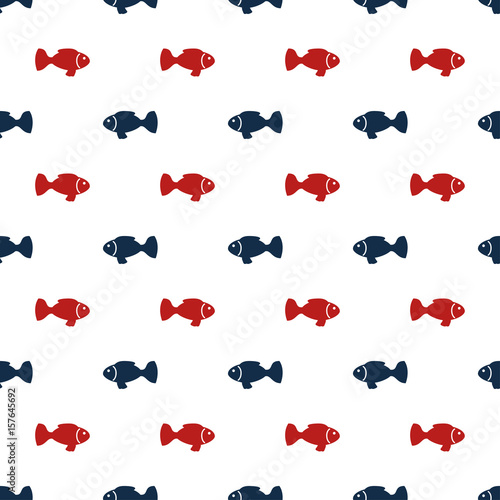 Seamless pattern with minimalistic fishes.