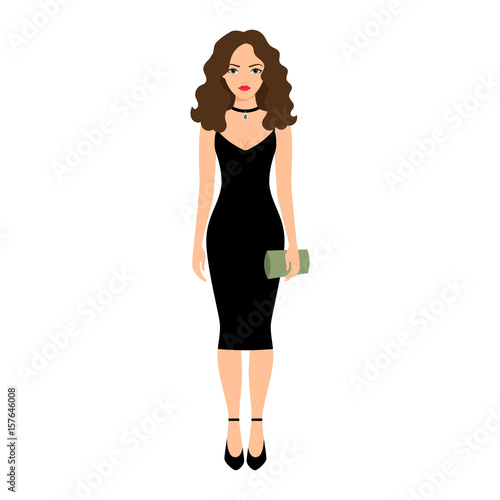 Lady in night black dress