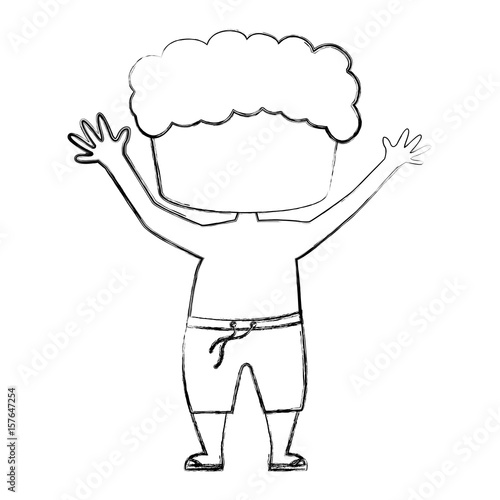 cute boy shirtless drawing icon vector illustration design