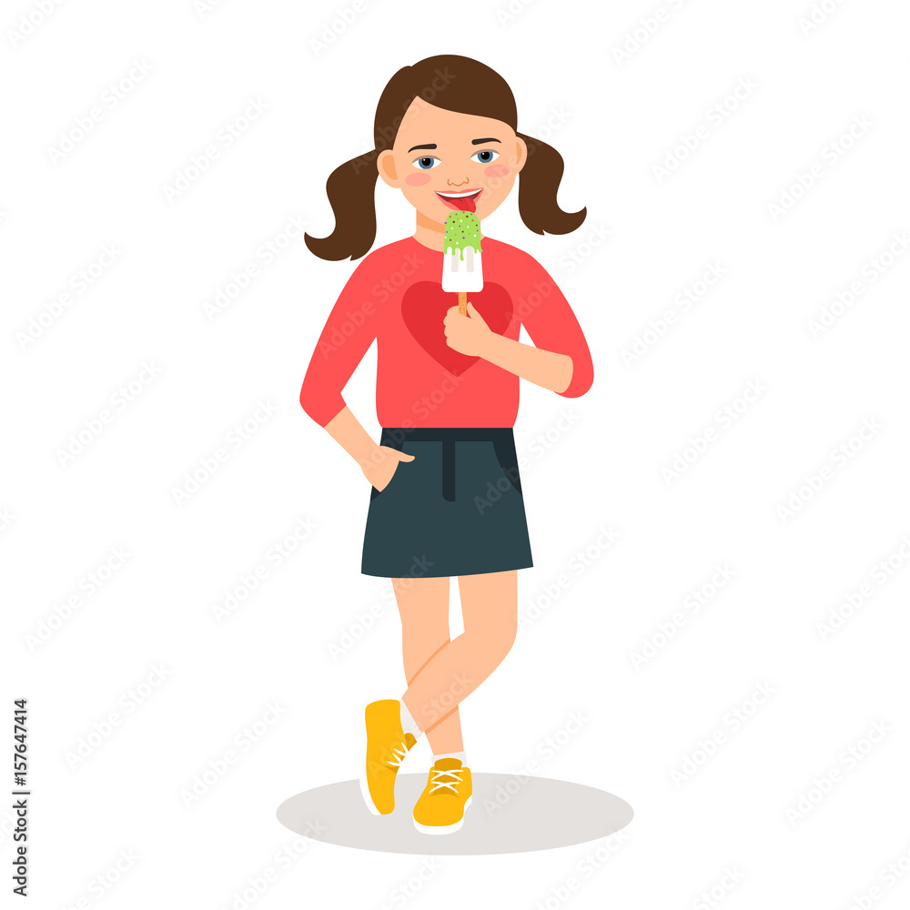 Cute girl with sweet icecream cone Cute girl with sweet icecream cone