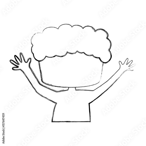 cute boy shirtless drawing icon vector illustration design