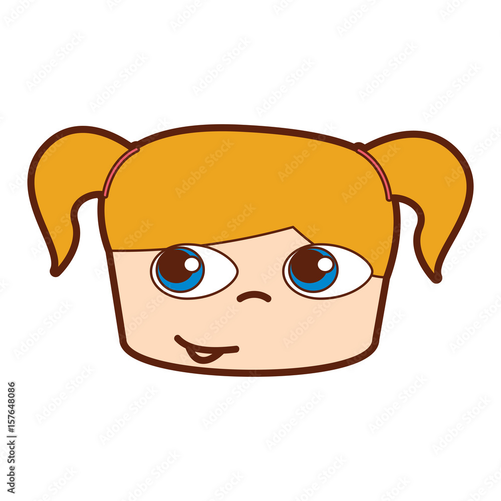 cute girl head drawing character vector illustration design