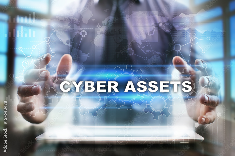 Businessman using tablet pc and selecting cyber assets. Businessman using tablet pc and selecting cyber assets.