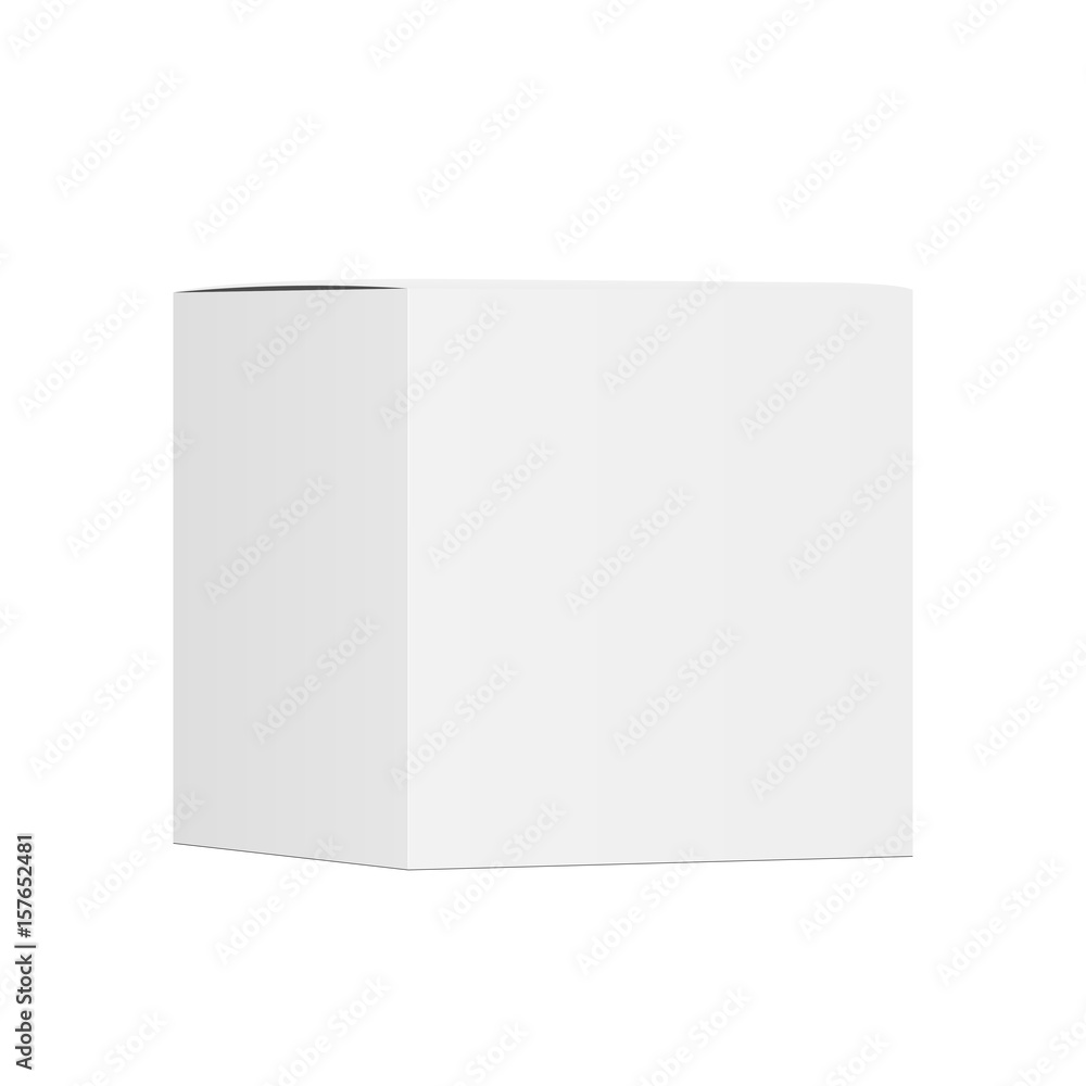 White square box mockup - half side view. Display your design on this template. Vector illustration White square box mockup - half side view. Display your design on this template. Vector illustration