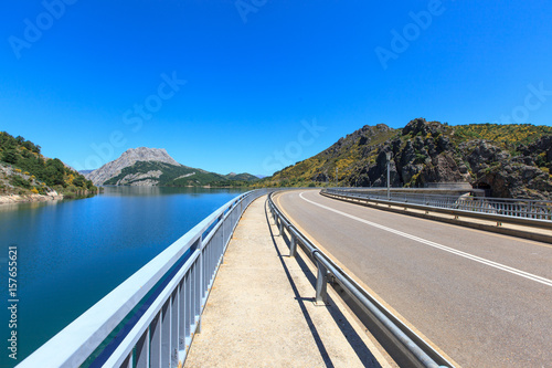 Beautiful road near mountain lake 