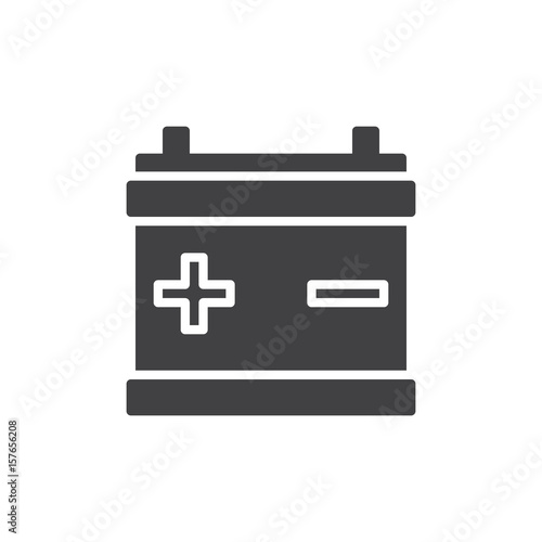 Car battery icon vector, filled flat sign, solid pictogram isolated on white. Symbol, logo illustration. Pixel perfect