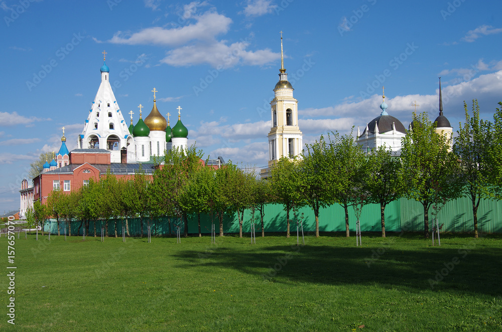 KOLOMNA, RUSSIA - May, 2017: The ensemble of the buildings of the Cathedral square in Kolomna Kremlin KOLOMNA, RUSSIA - May, 2017: The ensemble of the buildings of the Cathedral square in Kolomna Kremlin