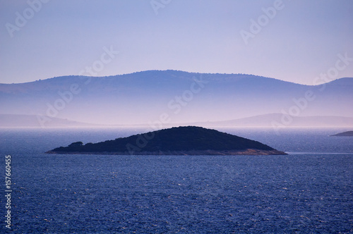 Amazing Kornati islands of Croatia. Northern part of Dalmatia. Sunny detail of seascape from Zadar to Sibenik.
