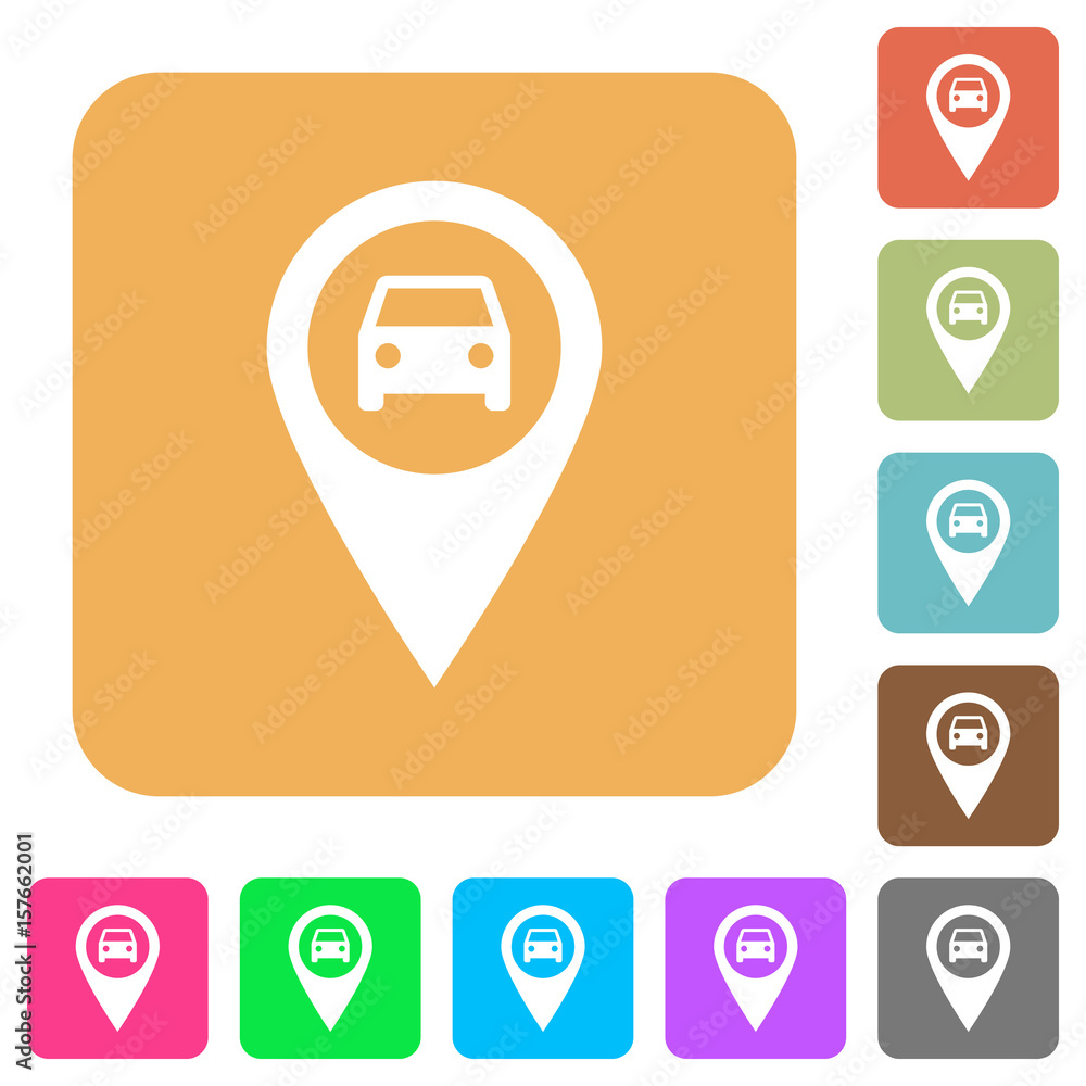 Fototapeta premium Vehicle GPS map location rounded square flat icons