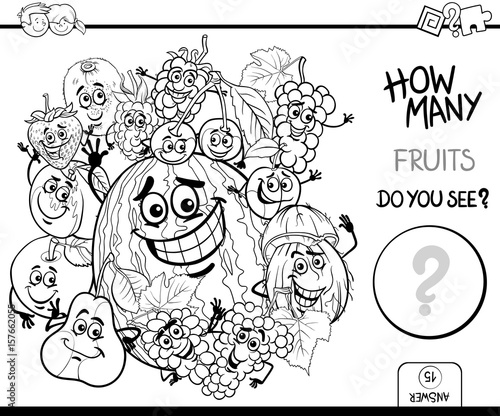 counting fruits coloring page