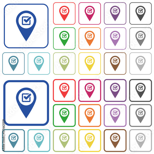 Checkpoint GPS map location outlined flat color icons