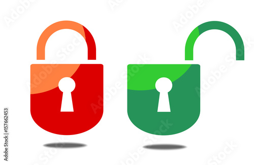 Open and closed padlock on white background vector eps 10