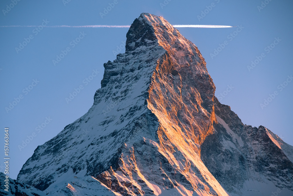 picturesque mountain Matterhorn at sunset, Switzerland - obrazy, fototapety, plakaty 
