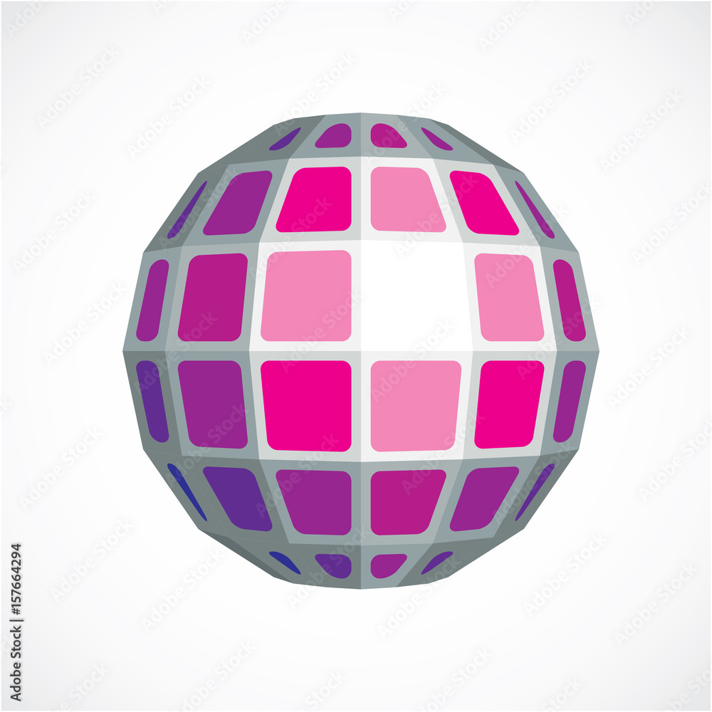3d vector low poly purple spherical object, perspective orb created with square facets. Abstract polygonal element for use as design structure on communication technology theme 3d vector low poly purple spherical object, perspective orb created with square facets. Abstract polygonal element for use as design structure on communication technology theme