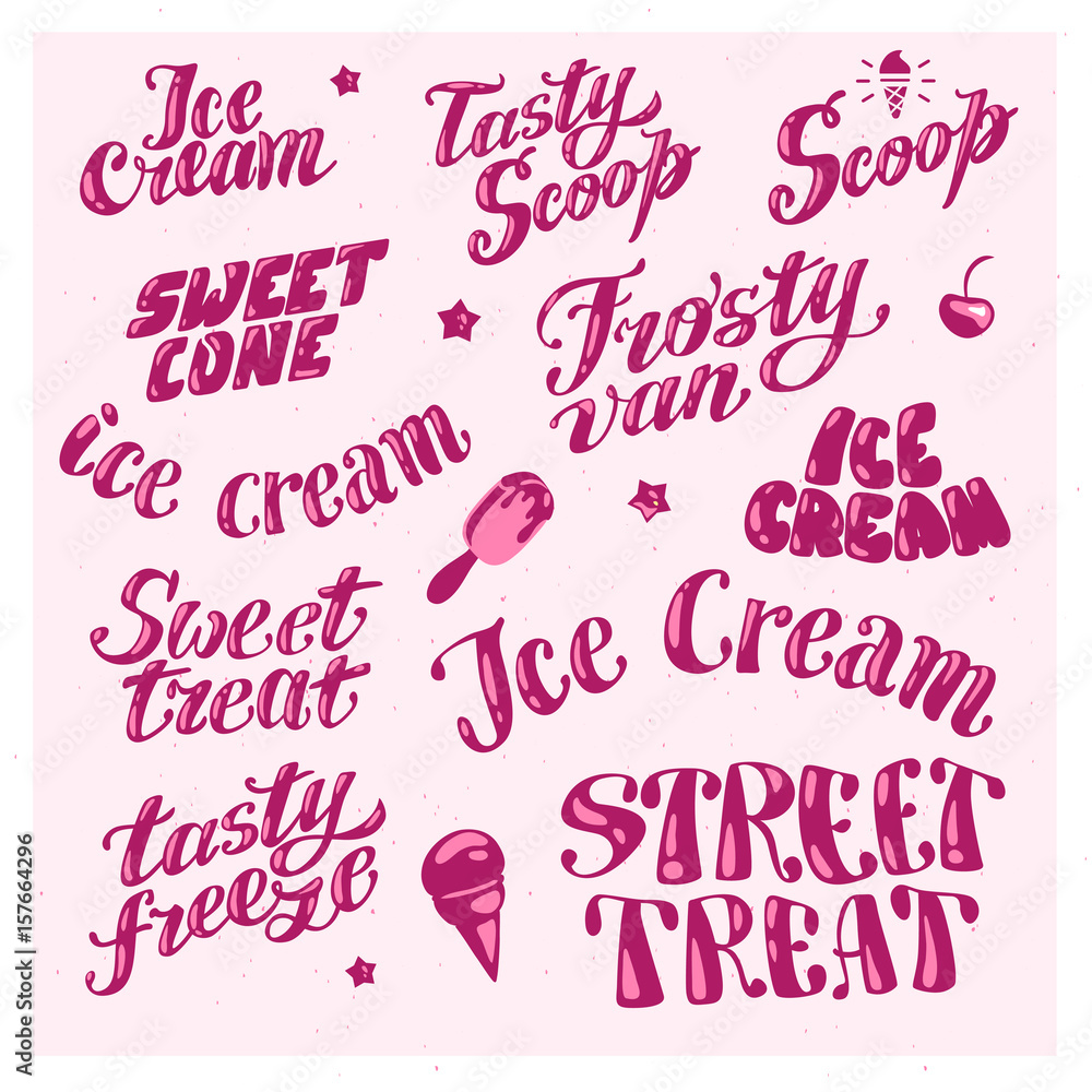 Vector flat collection of ice cream logo design isolated. Cartoon style.