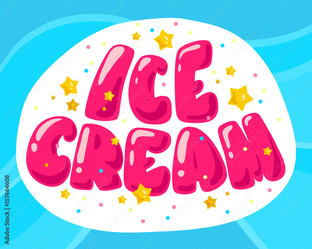 Vector flat ice cream illustration in cartoon style.