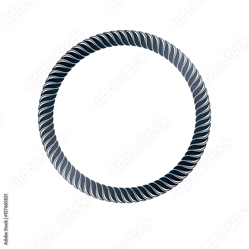 Vintage round frame created with braid ornament, rope. Heraldic Coat of Arms decorative emblem isolated vector illustration.
