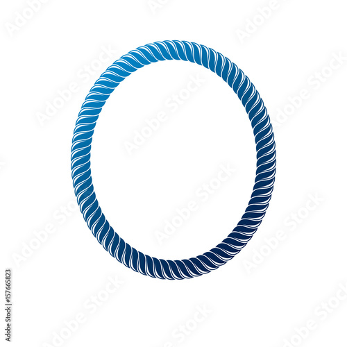 Vintage round frame created with braid ornament, rope. Heraldic Coat of Arms decorative emblem isolated vector illustration.