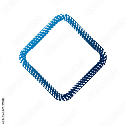 Vintage rhomb frame created with braid ornament, rope. Heraldic Coat of Arms decorative emblem isolated vector illustration.
