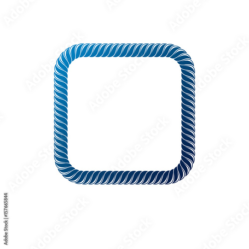 Decorative award vintage square frame with clear copy space made as rope design. Vector retro style label, heraldry emblem isolated on white background.