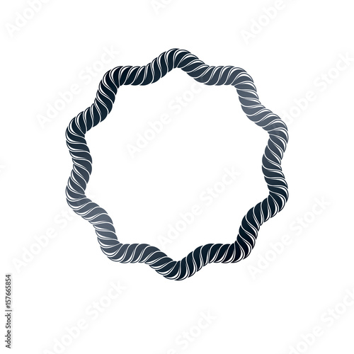 Vintage frame created with braid ornament, rope. Heraldic Coat of Arms decorative emblem isolated vector illustration.