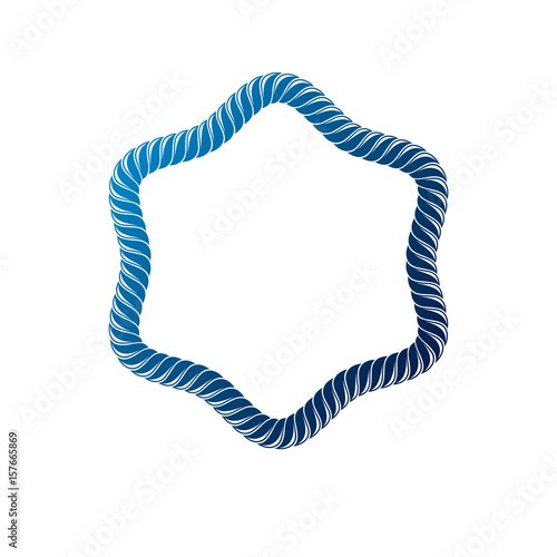 Vintage frame created with braid ornament, rope. Heraldic Coat of Arms decorative emblem isolated vector illustration.