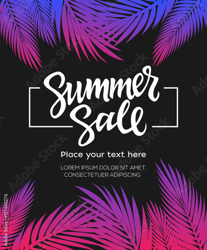 Summer Sale - vector leaflet template with brush lettering