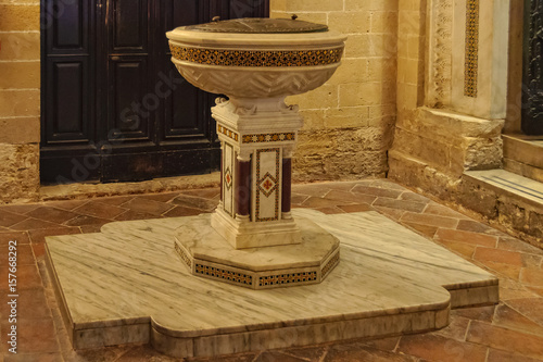 Baptismal font in the Royal Chapel Cappella Palatina - Palermo, Sicily, Italy photo