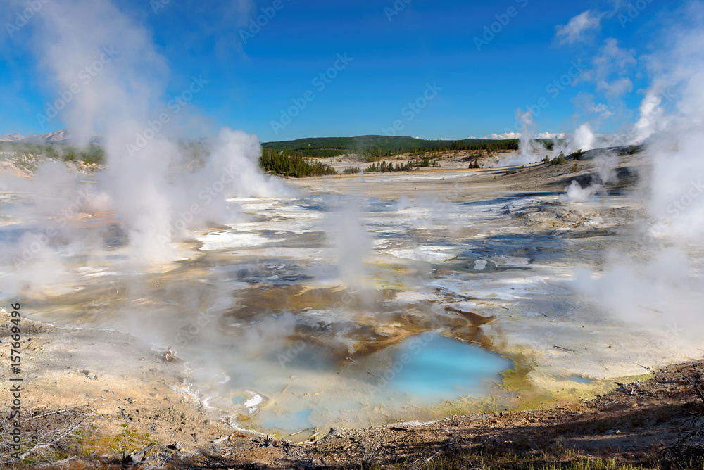 The Valley of Geysers in Yellowstone National Park, Wyoming, USA. The Valley of Geysers in Yellowstone National Park, Wyoming, USA.