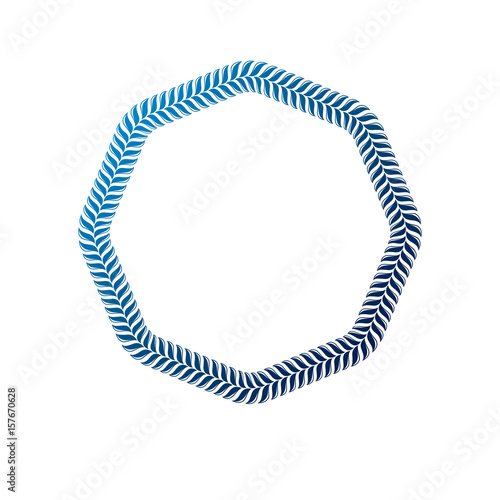 Victorian art vector circular frame with blank copy space created using stylish rope decoration. Heraldic template illustration.