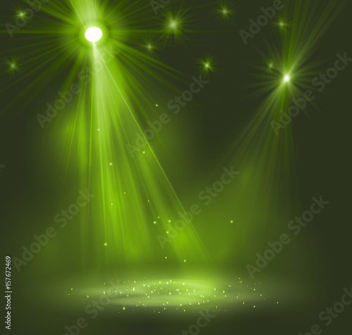 Spotlight on stage with smoke and   light.