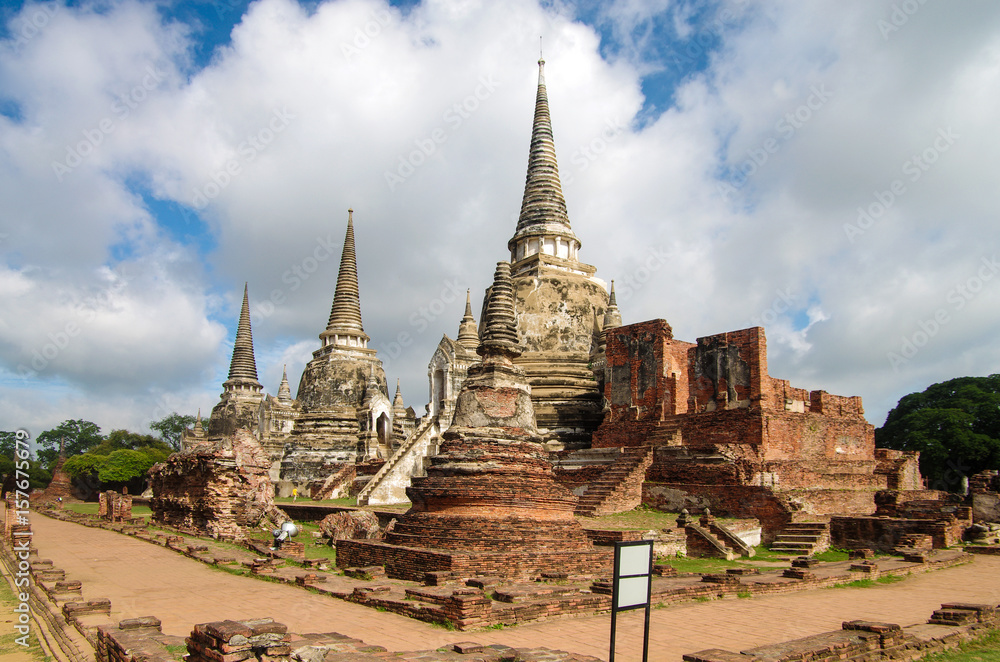 AYUTTHAYA, THAILAND - August, 2016: Ayutthaya Historical Park, Phra Nakhon Si Ayutthaya. Temple Pagoda in Ayutthaya of Thailand AYUTTHAYA, THAILAND - August, 2016: Ayutthaya Historical Park, Phra Nakhon Si Ayutthaya. Temple Pagoda in Ayutthaya of Thailand