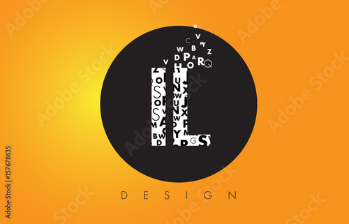 IL I L Logo Made of Small Letters with Black Circle and Yellow Background.